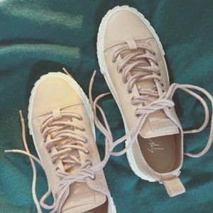 Designer Sneakers: Guiseppe Zanotti Women's Pink Leather Sneakers: Size 9/39